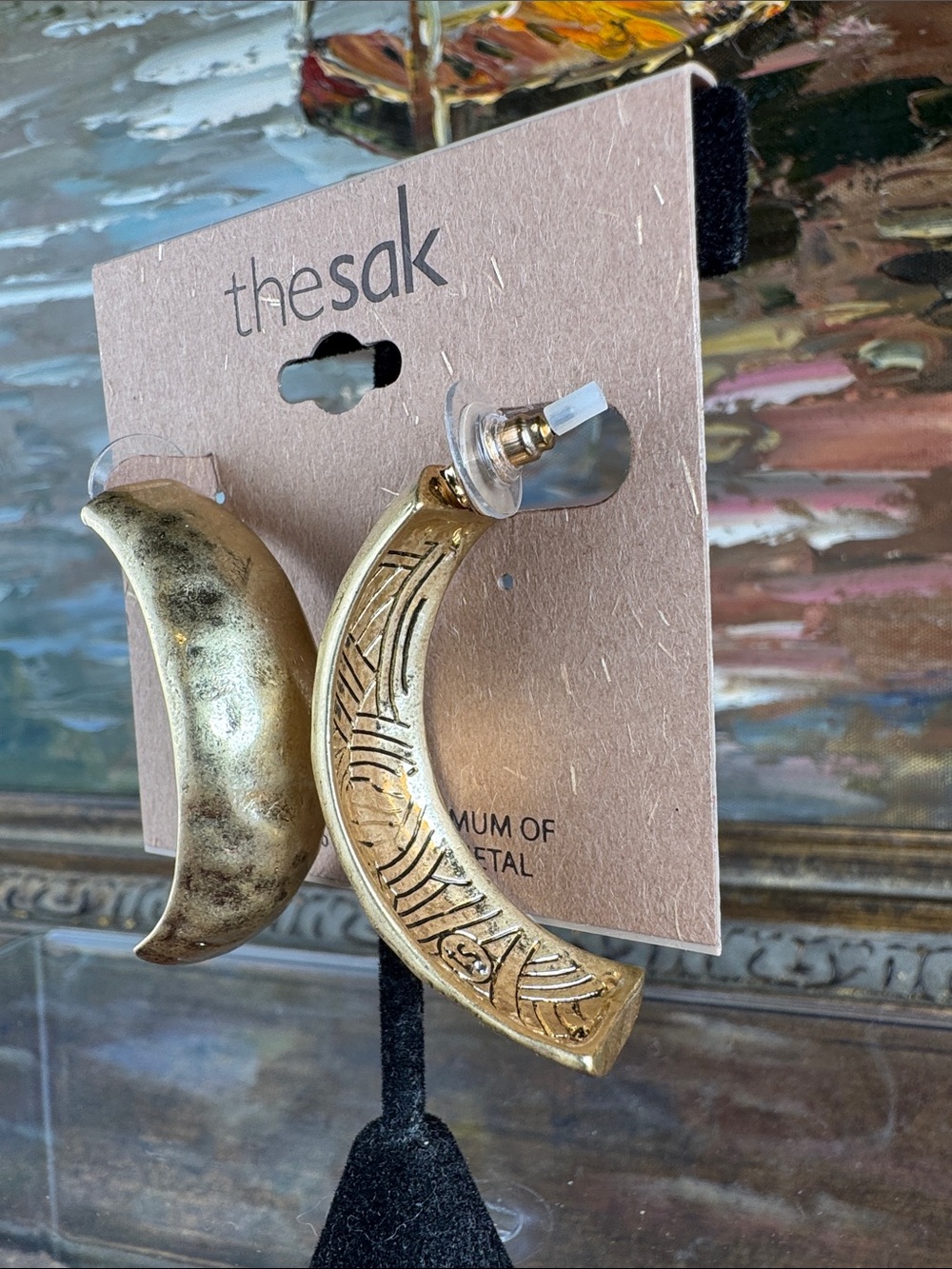 0625-The Sak Brass Crescent Hoop Earrings in Gold Tone